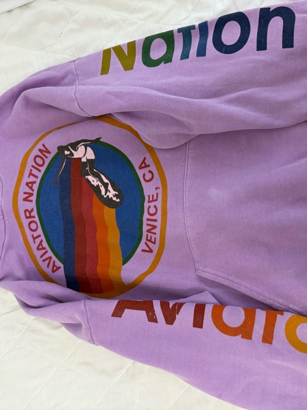 Aviator Nation Lavender Pullover Hoodie with Gold Tag